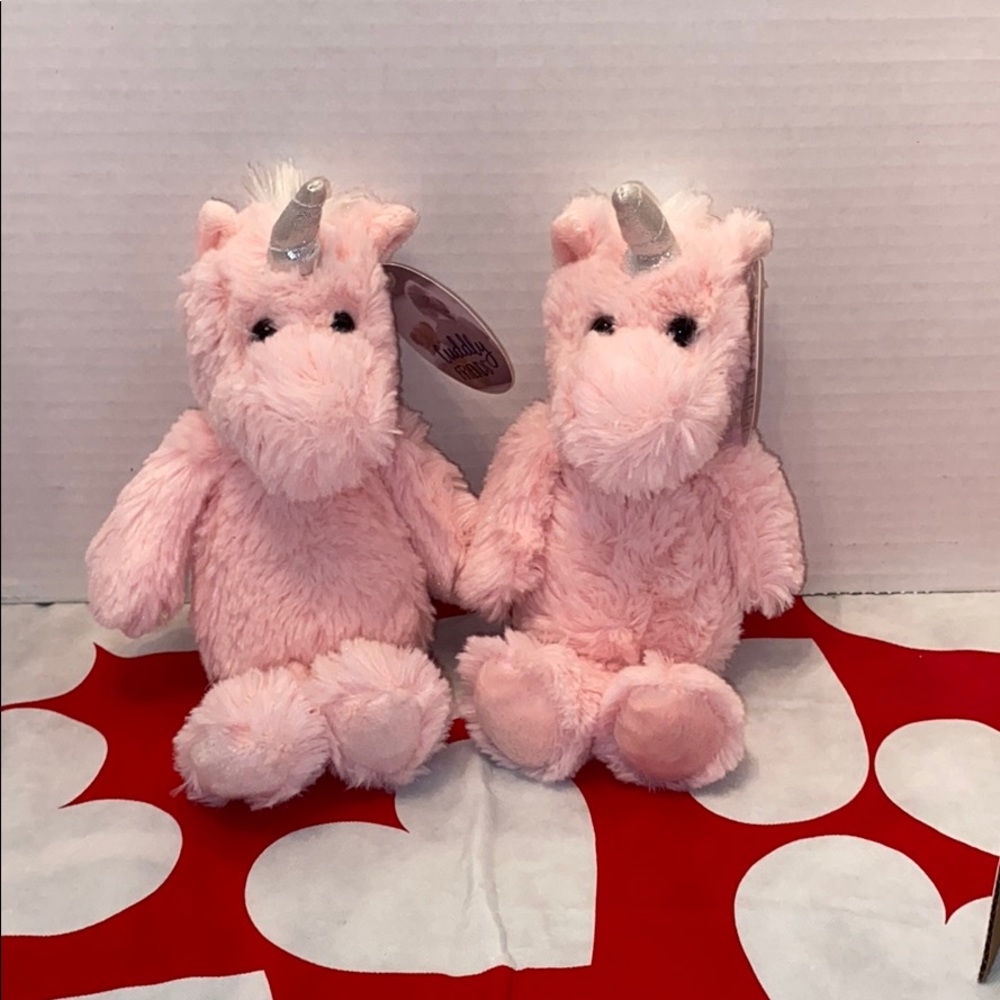 NEW! 2- Cuddly Friends Pink Unicorn Stuffed Animal